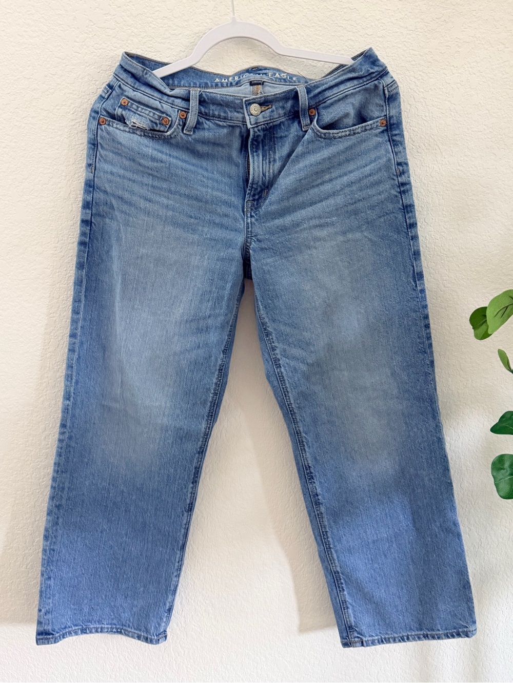 American Eagle Outfitters Light Blue Straight-Leg Jeans